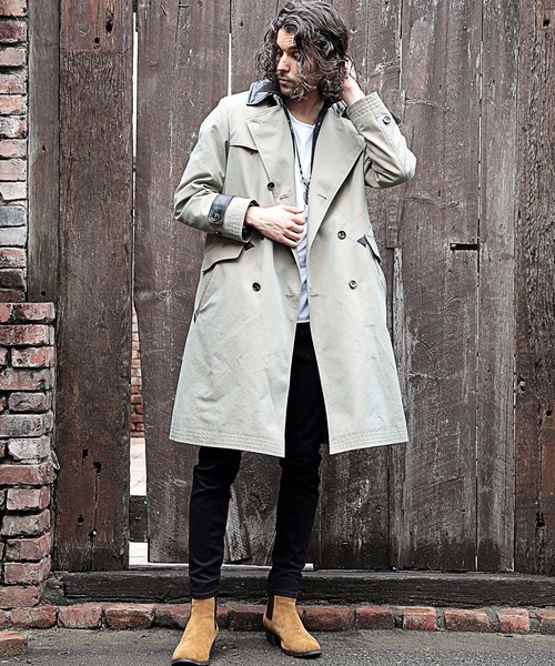 RATTLE TRAP（ラトルトラップ）の「【ライナー着脱可能】襟レザー切り替えトレンチコート（トレンチコート・メンズ・カーキ・S/M/L）」の18枚目の写真