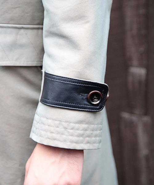 RATTLE TRAP（ラトルトラップ）の「【ライナー着脱可能】襟レザー切り替えトレンチコート（トレンチコート・メンズ・カーキ・S/M/L）」の14枚目の写真