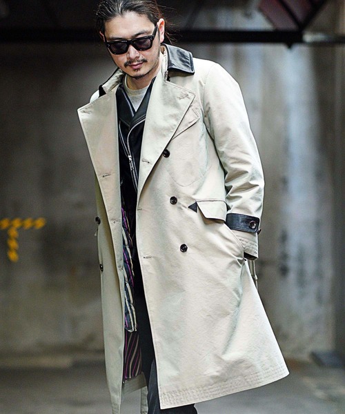 RATTLE TRAP（ラトルトラップ）の「【ライナー着脱可能】襟レザー切り替えトレンチコート（トレンチコート・メンズ・カーキ・S/M/L）」の5枚目の写真