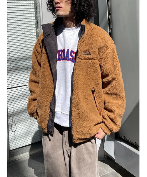 FIRST DOWN（ファーストダウン）の「【FIRST DOWN】リバーシブルボアジャケット（ブルゾン・メンズ・ブラック/キャメル/オフホワイト・LARGE/X-LARGE）」の4枚目の写真