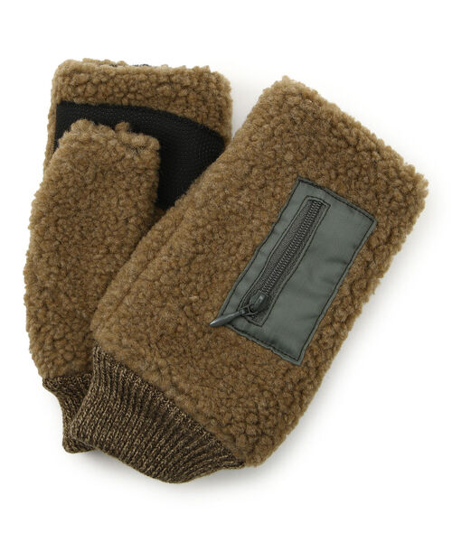 AVIREX(アヴィレックス)の「BOA GLOVES/ ボアデミグラブ/ グローブ(手袋・レディース・チャコール/タン・FREE)」の1枚目の写真