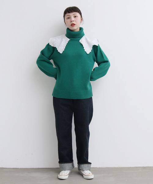 Dot&Stripes CHILD WOMAN(ドットアンドストライプス チャイルドウーマン)の「フレンチリネンカットワークつけ衿大きめ(付け襟・レディース・ブラック/ホワイト・FREE)」の11枚目の写真