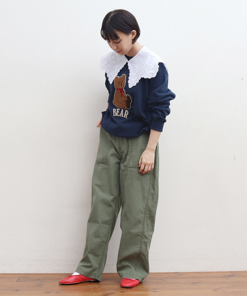 Dot&Stripes CHILD WOMAN(ドットアンドストライプス チャイルドウーマン)の「フレンチリネンカットワークつけ衿大きめ(付け襟・レディース・ブラック/ホワイト・FREE)」の5枚目の写真
