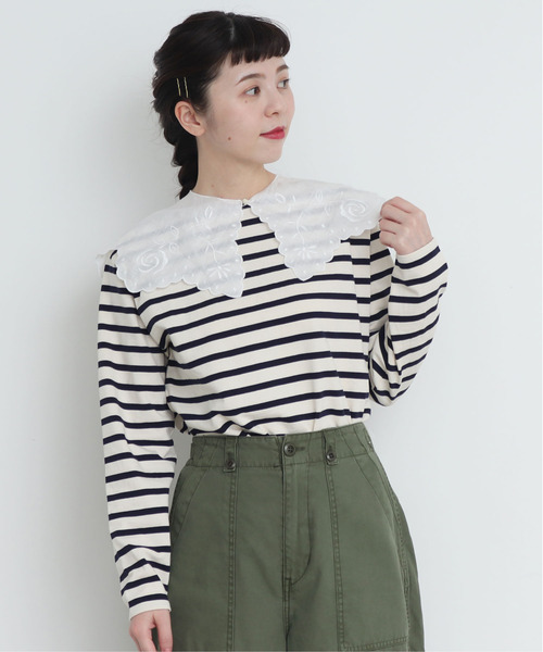 Dot&Stripes CHILD WOMAN(ドットアンドストライプス チャイルドウーマン)の「フレンチリネンカットワークつけ衿大きめ(付け襟・レディース・ブラック/ホワイト・FREE)」の12枚目の写真