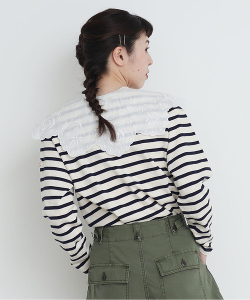 Dot&Stripes CHILD WOMAN(ドットアンドストライプス チャイルドウーマン)の「フレンチリネンカットワークつけ衿大きめ(付け襟・レディース・ブラック/ホワイト・FREE)」の13枚目の写真