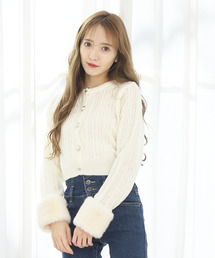 TITTY&CO. | フェイクファーケーブルニットトップス(ニット/セーター)
