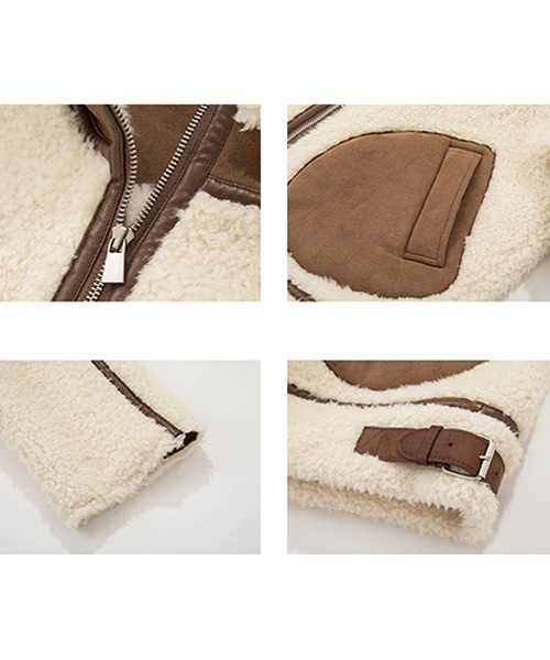 Fano Studios（ファノ ストゥディオズ）の「ビックカラー フーディーボアジャケット FD21W169【Fano Studios】（ライダースジャケット・レディース・アイボリー・L/S/M）」の8枚目の写真