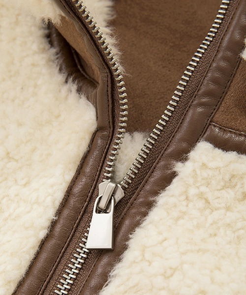 Fano Studios（ファノ ストゥディオズ）の「ビックカラー フーディーボアジャケット FD21W169【Fano Studios】（ライダースジャケット・レディース・アイボリー・L/S/M）」の3枚目の写真