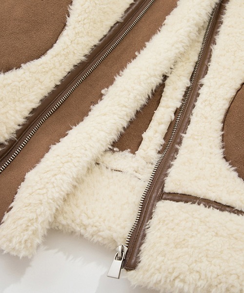 Fano Studios（ファノ ストゥディオズ）の「ビックカラー フーディーボアジャケット FD21W169【Fano Studios】（ライダースジャケット・レディース・アイボリー・L/S/M）」の16枚目の写真