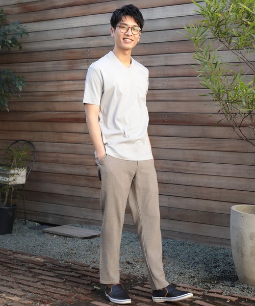 UNION STATION（ユニオンステーション）の「シルケットスムースVネックTシャツ/TAILOR T-SHIRTライン（Tシャツ/カットソー・メンズ・ホワイト/ライトグレー/ネイビー・LL/M/L）」の20枚目の写真