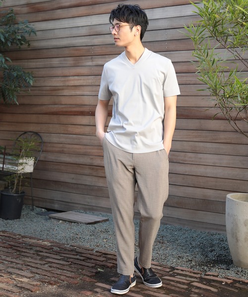 UNION STATION（ユニオンステーション）の「シルケットスムースVネックTシャツ/TAILOR T-SHIRTライン（Tシャツ/カットソー・メンズ・ホワイト/ライトグレー/ネイビー・LL/M/L）」の21枚目の写真