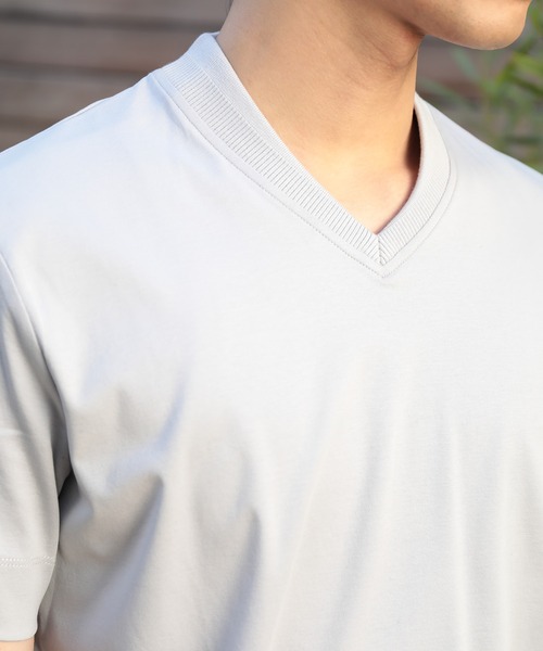 UNION STATION（ユニオンステーション）の「シルケットスムースVネックTシャツ/TAILOR T-SHIRTライン（Tシャツ/カットソー・メンズ・ホワイト/ライトグレー/ネイビー・LL/M/L）」の18枚目の写真