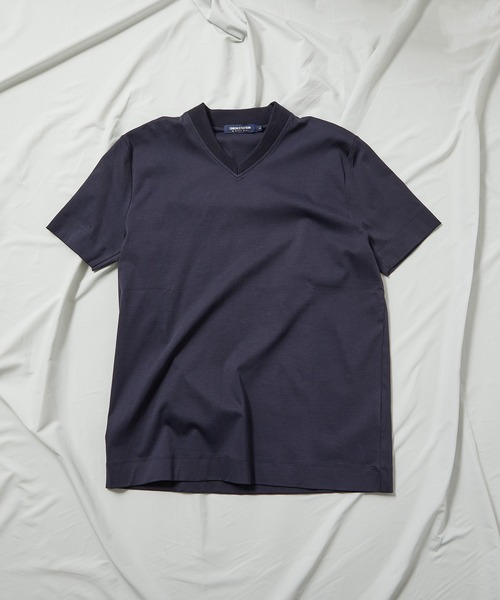 UNION STATION（ユニオンステーション）の「シルケットスムースVネックTシャツ/TAILOR T-SHIRTライン（Tシャツ/カットソー・メンズ・ホワイト/ライトグレー/ネイビー・LL/M/L）」の5枚目の写真