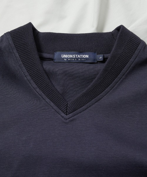 UNION STATION（ユニオンステーション）の「シルケットスムースVネックTシャツ/TAILOR T-SHIRTライン（Tシャツ/カットソー・メンズ・ホワイト/ライトグレー/ネイビー・LL/M/L）」の8枚目の写真