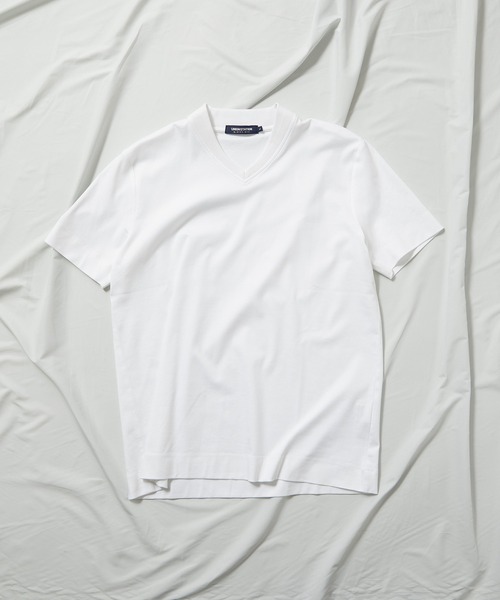 UNION STATION（ユニオンステーション）の「シルケットスムースVネックTシャツ/TAILOR T-SHIRTライン（Tシャツ/カットソー・メンズ・ホワイト/ライトグレー/ネイビー・LL/M/L）」の4枚目の写真