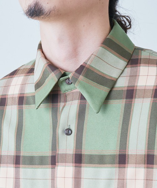 Lui's（ルイス）の「ロイヤルチェックスリットビッグシルエットシャツ（シャツ/ブラウス・メンズ・ライム/ネイビー/グリーン/ブラック・FREE）」の15枚目の写真