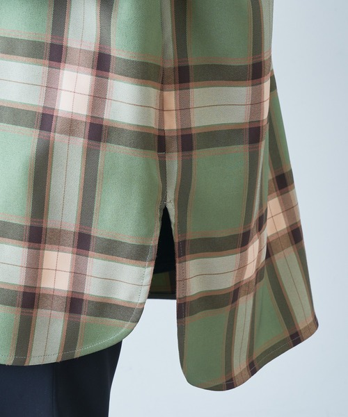 Lui's（ルイス）の「ロイヤルチェックスリットビッグシルエットシャツ（シャツ/ブラウス・メンズ・ライム/ネイビー/グリーン/ブラック・FREE）」の17枚目の写真