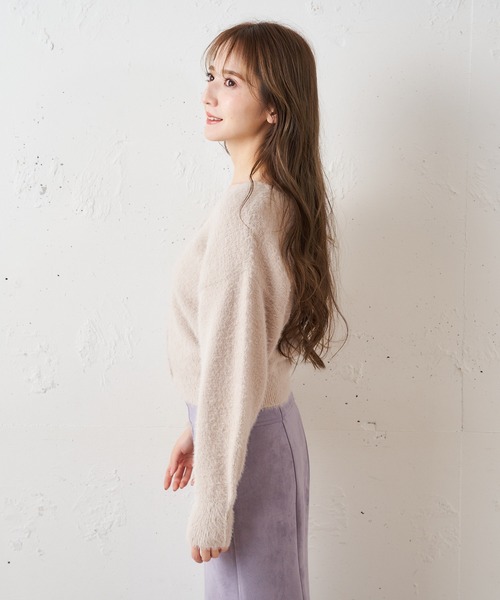 MIIA（ミーア）の「ふわふわニットカーディガン（カーディガン/ボレロ・レディース・ライトグレー/オフホワイト/ピンク・FREE）」の8枚目の写真