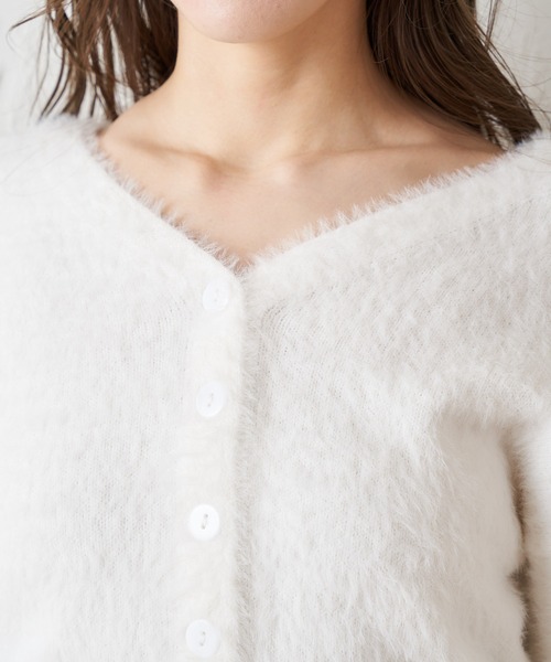MIIA（ミーア）の「ふわふわニットカーディガン（カーディガン/ボレロ・レディース・ライトグレー/オフホワイト/ピンク・FREE）」の14枚目の写真