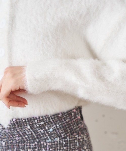 MIIA（ミーア）の「ふわふわニットカーディガン（カーディガン/ボレロ・レディース・ライトグレー/オフホワイト/ピンク・FREE）」の15枚目の写真