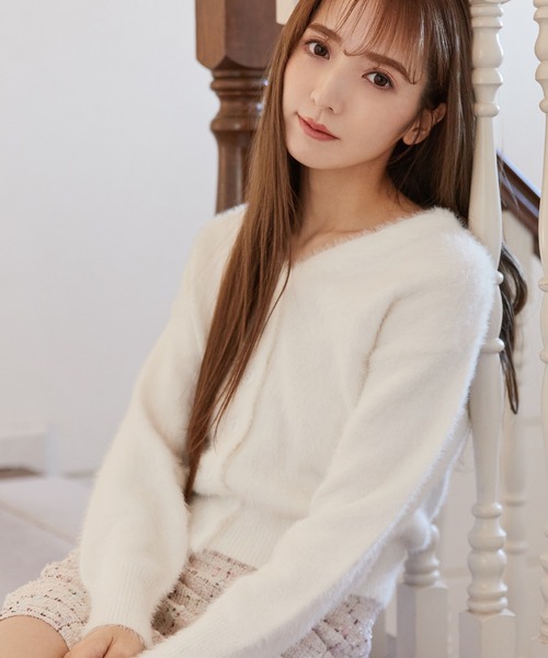 MIIA（ミーア）の「ふわふわニットカーディガン（カーディガン/ボレロ・レディース・ライトグレー/オフホワイト/ピンク・FREE）」の21枚目の写真