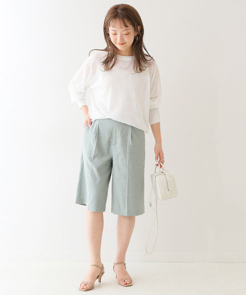 SLOBE IENA（スローブイエナ）の「ソフトリネンハーフパンツ◆（その他パンツ・レディース・ブラック/グリーン系その他・38/36）」の22枚目の写真