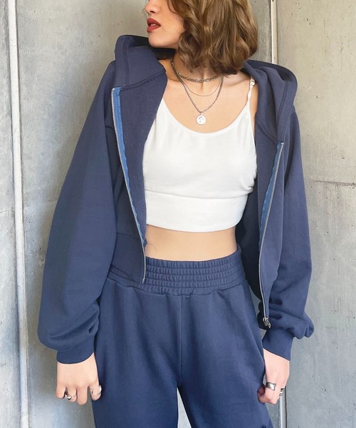 SPIRALGIRL（スパイラルガール）の「コンパクトスウェットZIPパーカー（パーカー・レディース・ベージュ/ネイビー/グレー・FREE）」の3枚目の写真