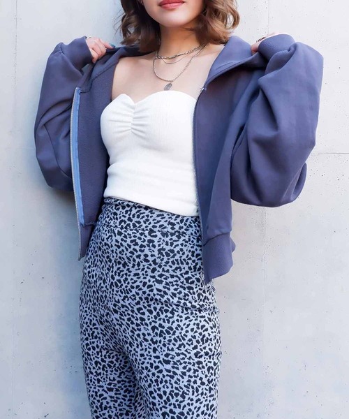 SPIRALGIRL（スパイラルガール）の「コンパクトスウェットZIPパーカー（パーカー・レディース・ベージュ/ネイビー/グレー・FREE）」の7枚目の写真