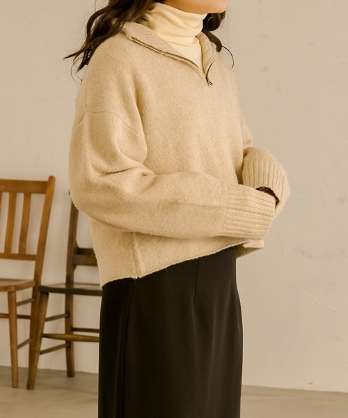 Ambre Neige(アンブルネージュ)の「ハーフジップニット/【WEB/EC限定商品】(ニット/セーター・レディース・ベージュ/アイボリー・FREE)」の13枚目の写真