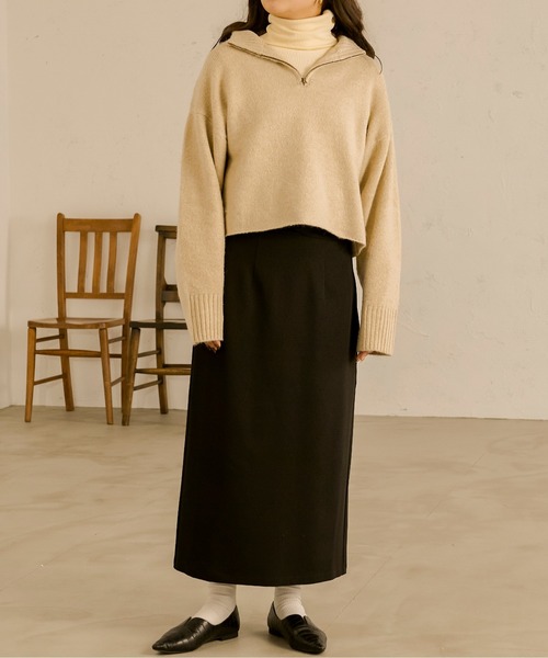 Ambre Neige(アンブルネージュ)の「ハーフジップニット/【WEB/EC限定商品】(ニット/セーター・レディース・ベージュ/アイボリー・FREE)」の7枚目の写真