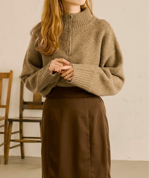 Ambre Neige(アンブルネージュ)の「ハーフジップニット/【WEB/EC限定商品】(ニット/セーター・レディース・ベージュ/アイボリー・FREE)」の11枚目の写真