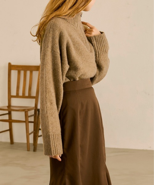 Ambre Neige(アンブルネージュ)の「ハーフジップニット/【WEB/EC限定商品】(ニット/セーター・レディース・ベージュ/アイボリー・FREE)」の9枚目の写真
