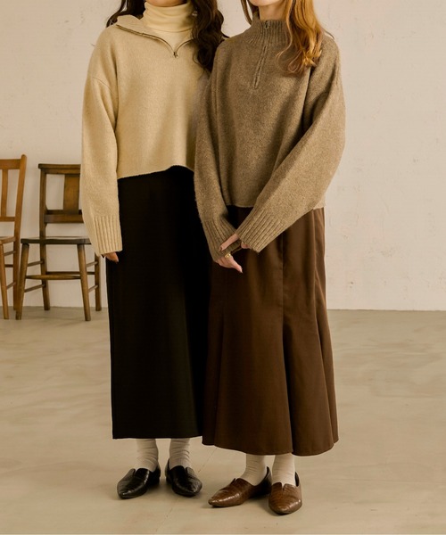 Ambre Neige(アンブルネージュ)の「ハーフジップニット/【WEB/EC限定商品】(ニット/セーター・レディース・ベージュ/アイボリー・FREE)」の4枚目の写真