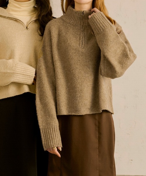 Ambre Neige(アンブルネージュ)の「ハーフジップニット/【WEB/EC限定商品】(ニット/セーター・レディース・ベージュ/アイボリー・FREE)」の16枚目の写真
