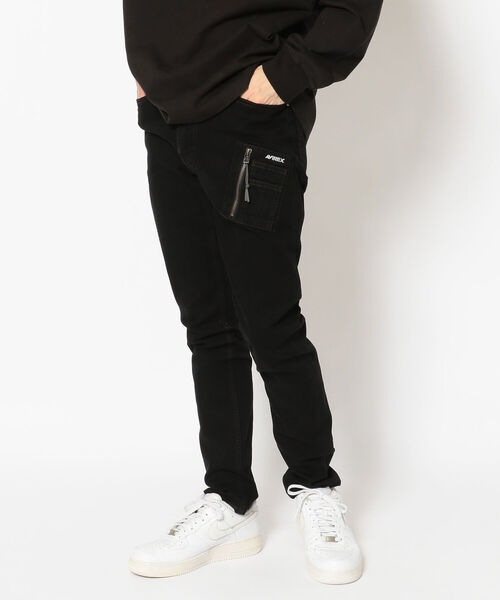 AVIREX（アヴィレックス）の「【TYPE BLUE/タイプブルー】ポケット スキニー デニム パンツ / MA-1 POCKET SKINNY DENIM PANTS / アヴィレックス / AVIREX（デニムパンツ・メンズ・ブルー系その他/ブラック/ライトインディゴブルー・LARGE/X-LARGE/XX-LARGE/MEDIUM）」の2枚目の写真