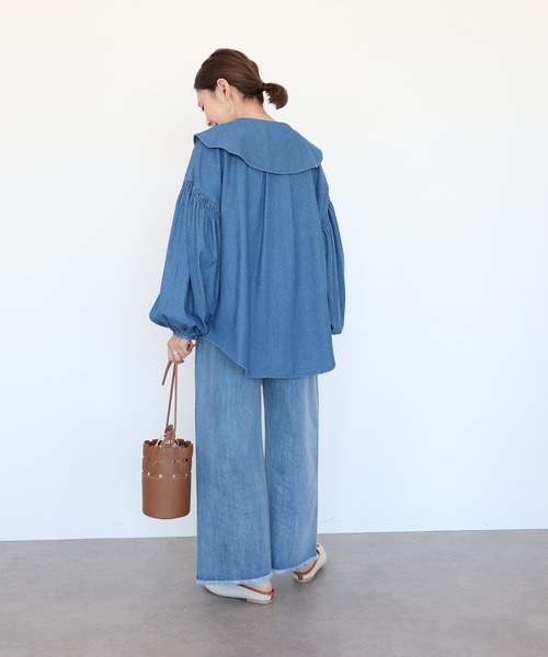 AMERICAN HOLIC(アメリカンホリック)の「ビッグカラーデニムブラウス(シャツ/ブラウス・レディース・インディゴブルー・M/L)」の5枚目の写真