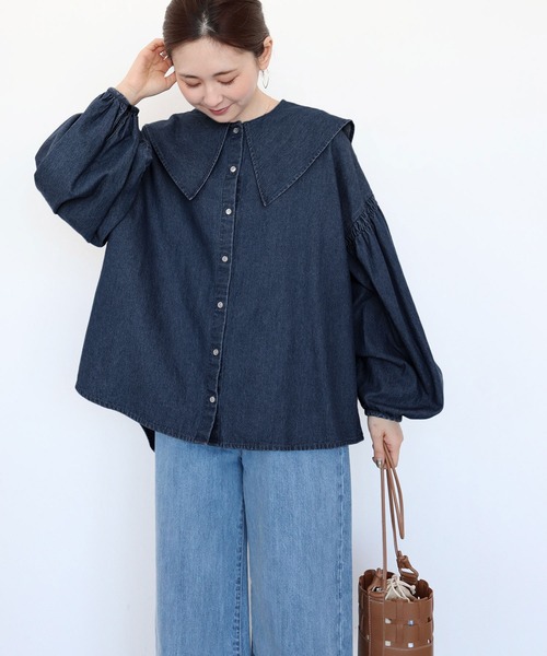 AMERICAN HOLIC(アメリカンホリック)の「ビッグカラーデニムブラウス(シャツ/ブラウス・レディース・インディゴブルー・M/L)」の7枚目の写真