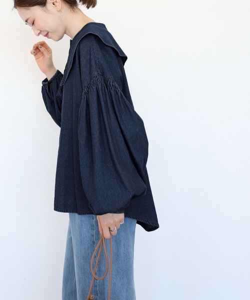 AMERICAN HOLIC(アメリカンホリック)の「ビッグカラーデニムブラウス(シャツ/ブラウス・レディース・インディゴブルー・M/L)」の8枚目の写真