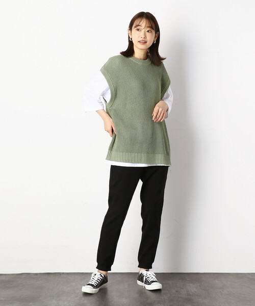 Purple&Yellow(パープルアンドイエロー)の「ビッグニットベスト&5分袖Tシャツセット(ニット/セーター・メンズ・オフホワイト/ライトグリーン・SMALL/MEDIUM/LARGE)」の22枚目の写真