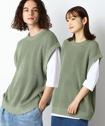 Purple&Yellow | ビッグニットベスト＆５分袖Ｔシャツセット(ニット/セーター)