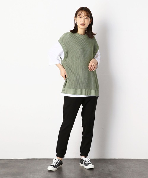 Purple&Yellow(パープルアンドイエロー)の「ビッグニットベスト&5分袖Tシャツセット(ニット/セーター・メンズ・オフホワイト/ライトグリーン・SMALL/MEDIUM/LARGE)」の6枚目の写真