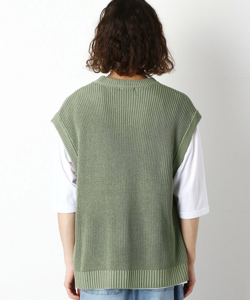 Purple&Yellow(パープルアンドイエロー)の「ビッグニットベスト&5分袖Tシャツセット(ニット/セーター・メンズ・オフホワイト/ライトグリーン・SMALL/MEDIUM/LARGE)」の9枚目の写真