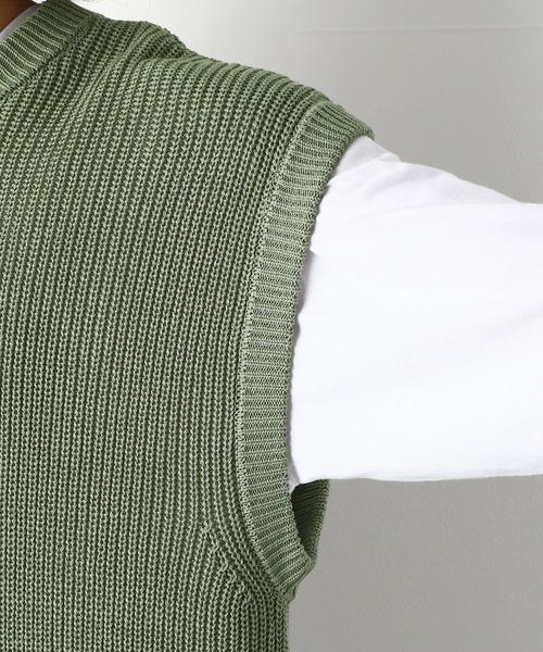 Purple&Yellow(パープルアンドイエロー)の「ビッグニットベスト&5分袖Tシャツセット(ニット/セーター・メンズ・オフホワイト/ライトグリーン・SMALL/MEDIUM/LARGE)」の11枚目の写真