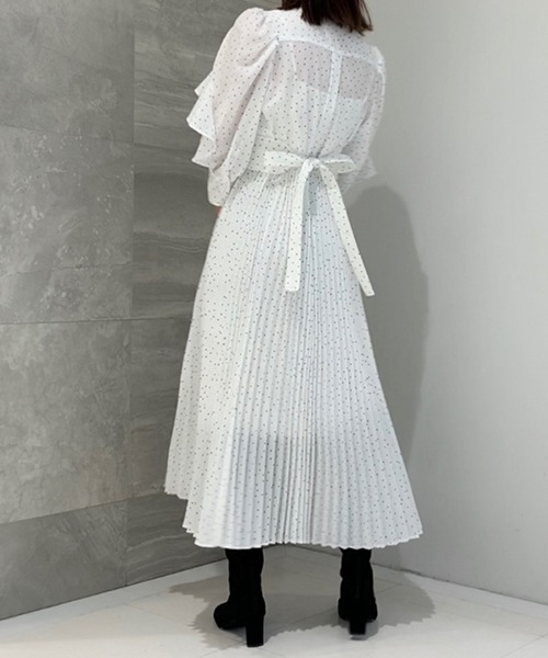 Sustainableラッフルプリーツワンピース