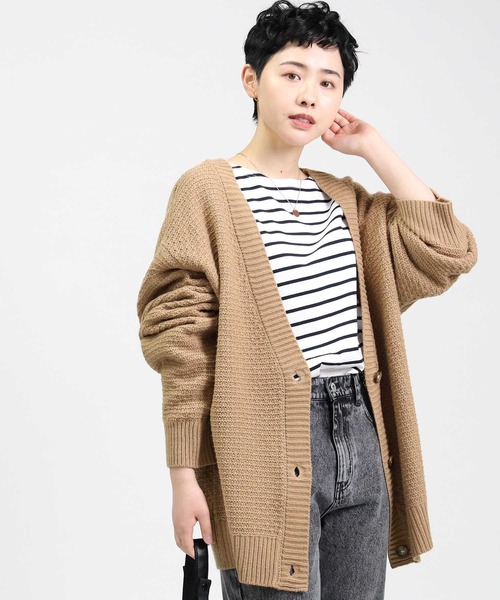 HONEYSUCKLE ROSE（ハニーサックルローズ）の「【HONEYSUCKLE ROSE】地柄編みカーディガン（カーディガン/ボレロ・レディース・ホワイト×イエロー/オフホワイト/ホワイト×グレー/ベージュ・M/L）」の17枚目の写真