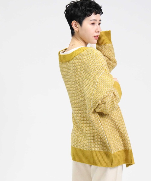 HONEYSUCKLE ROSE（ハニーサックルローズ）の「【HONEYSUCKLE ROSE】地柄編みカーディガン（カーディガン/ボレロ・レディース・ホワイト×イエロー/オフホワイト/ホワイト×グレー/ベージュ・M/L）」の15枚目の写真