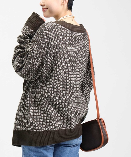 HONEYSUCKLE ROSE（ハニーサックルローズ）の「【HONEYSUCKLE ROSE】地柄編みカーディガン（カーディガン/ボレロ・レディース・ホワイト×イエロー/オフホワイト/ホワイト×グレー/ベージュ・M/L）」の12枚目の写真