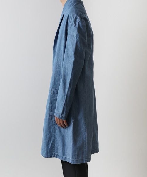 ATTACHMENT（アタッチメント）の「【 直営店・ZOZOTOWN限定 】 5.5oz ムラ糸ﾃﾞﾆﾑ　ロングストールコート（デニムジャケット・メンズ・ライトブルー/ネイビー・1/2/3）」の3枚目の写真