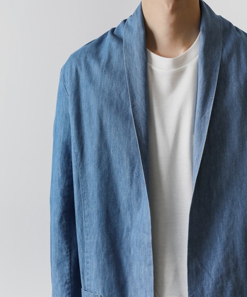 ATTACHMENT（アタッチメント）の「【 直営店・ZOZOTOWN限定 】 5.5oz ムラ糸ﾃﾞﾆﾑ　ロングストールコート（デニムジャケット・メンズ・ライトブルー/ネイビー・1/2/3）」の5枚目の写真