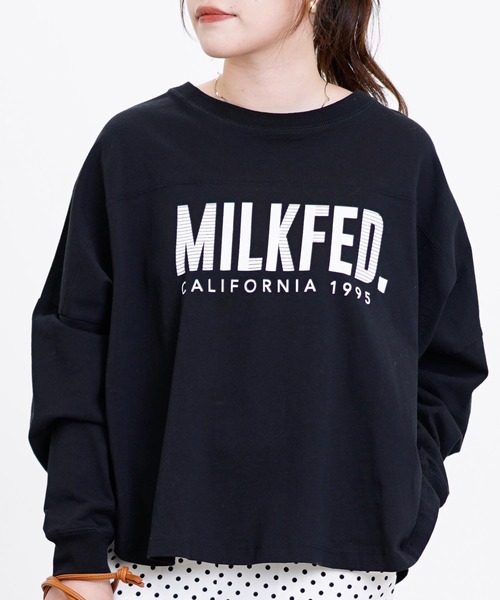 MILKFED.(ミルクフェド)の「CALIFORNIA 1995 FOOTBALL WIDE TOP(Tシャツ/カットソー・レディース・ホワイト/ブラック/ベージュ/ネイビー・ONE SIZE)」の3枚目の写真